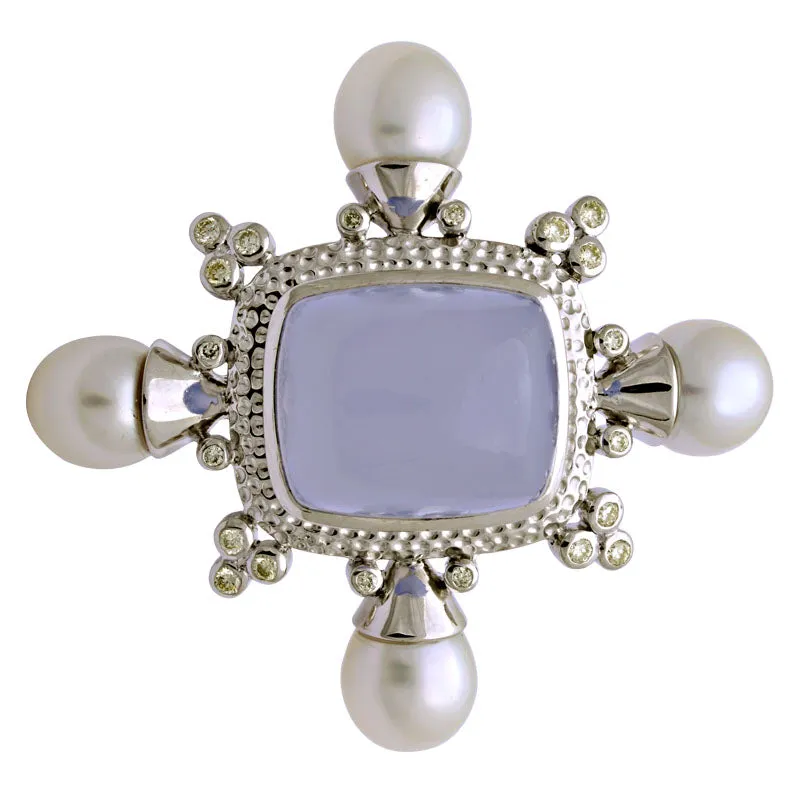 Brooch-Chalcedony, South Sea Pearl and Diamond