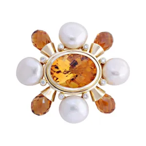 Brooch-Citrine, Pearl and Diamond  (1823C)