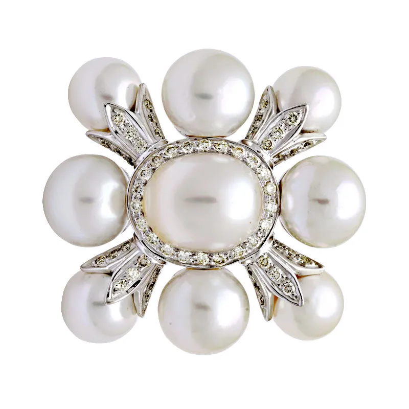 Brooch-South Sea Pearl and Diamond