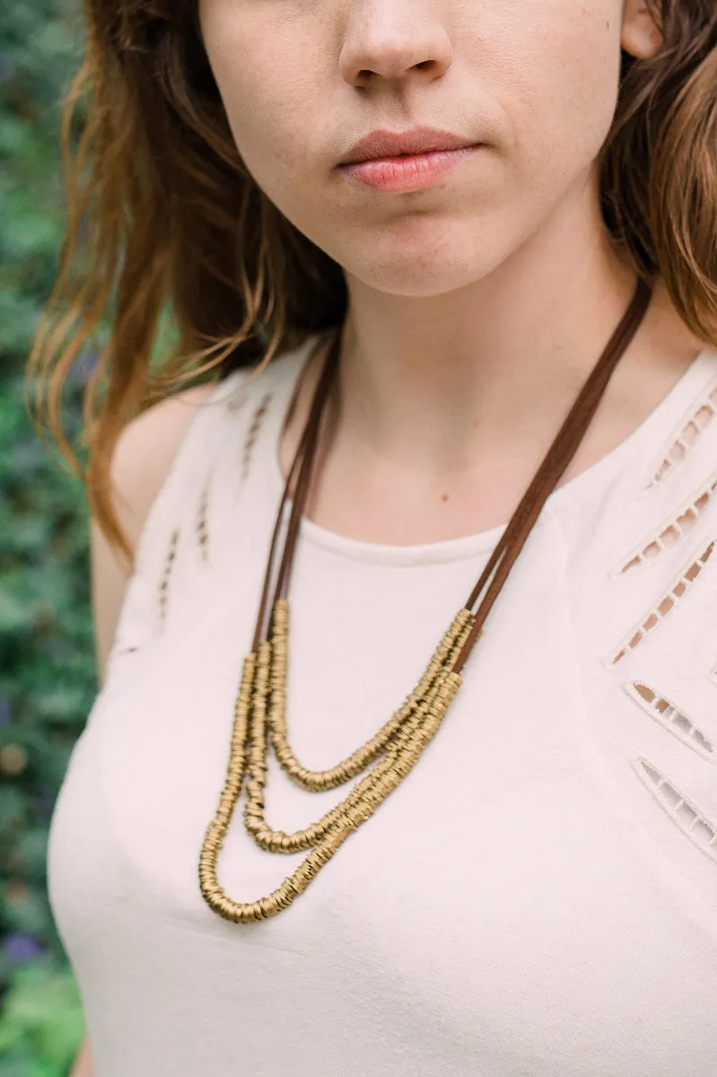 Brown Rings of Gold Necklace