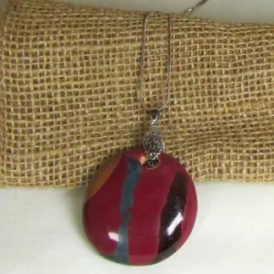 Burgundy Pendant Necklace Fair Trade  Kazuri Pendant Necklace