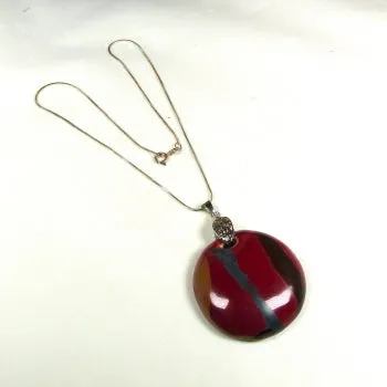 Burgundy Pendant Necklace Fair Trade  Kazuri Pendant Necklace