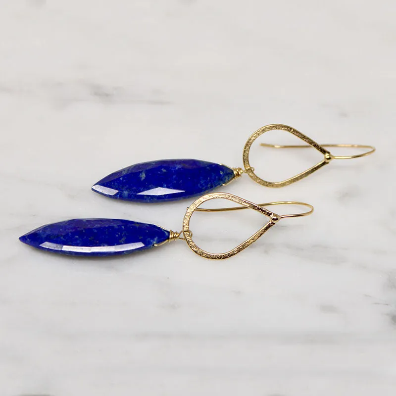 Cairo Gold & Lapis Drop Earrings by brunet