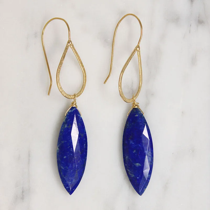 Cairo Gold & Lapis Drop Earrings by brunet