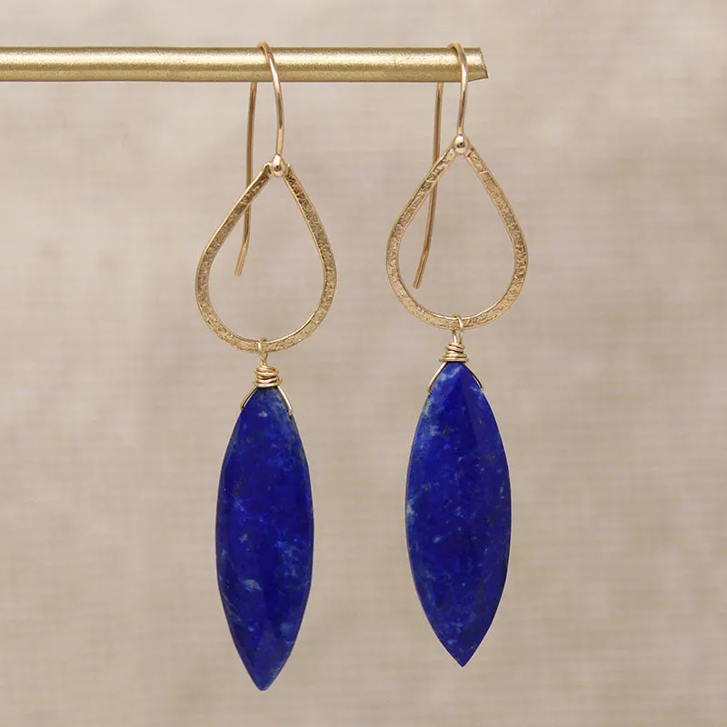 Cairo Gold & Lapis Drop Earrings by brunet