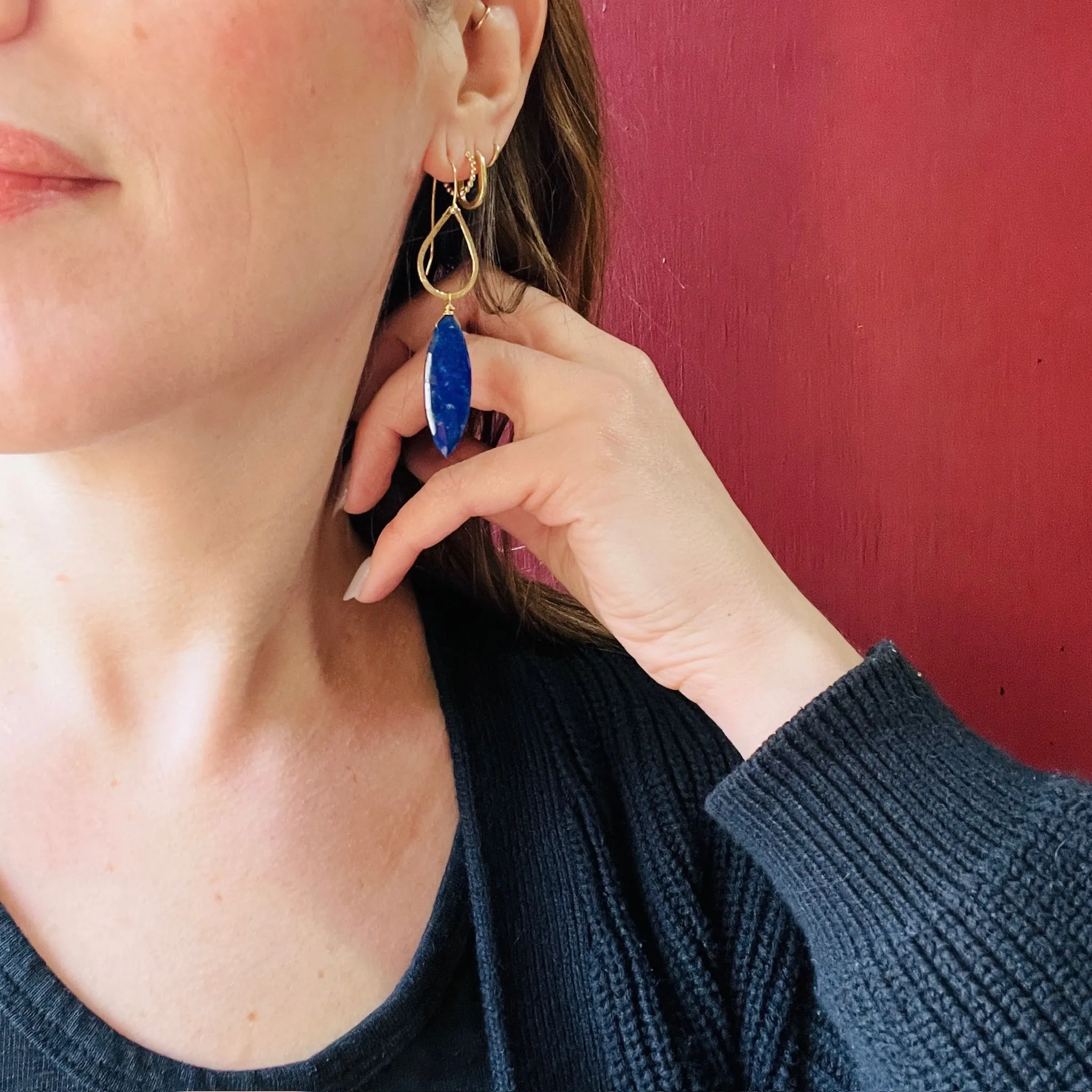 Cairo Gold & Lapis Drop Earrings by brunet