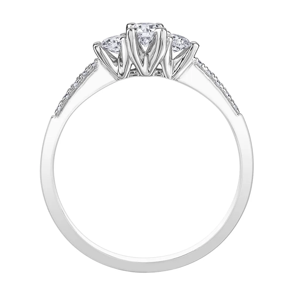 Canadian Three Stone Diamond Ring With Accents