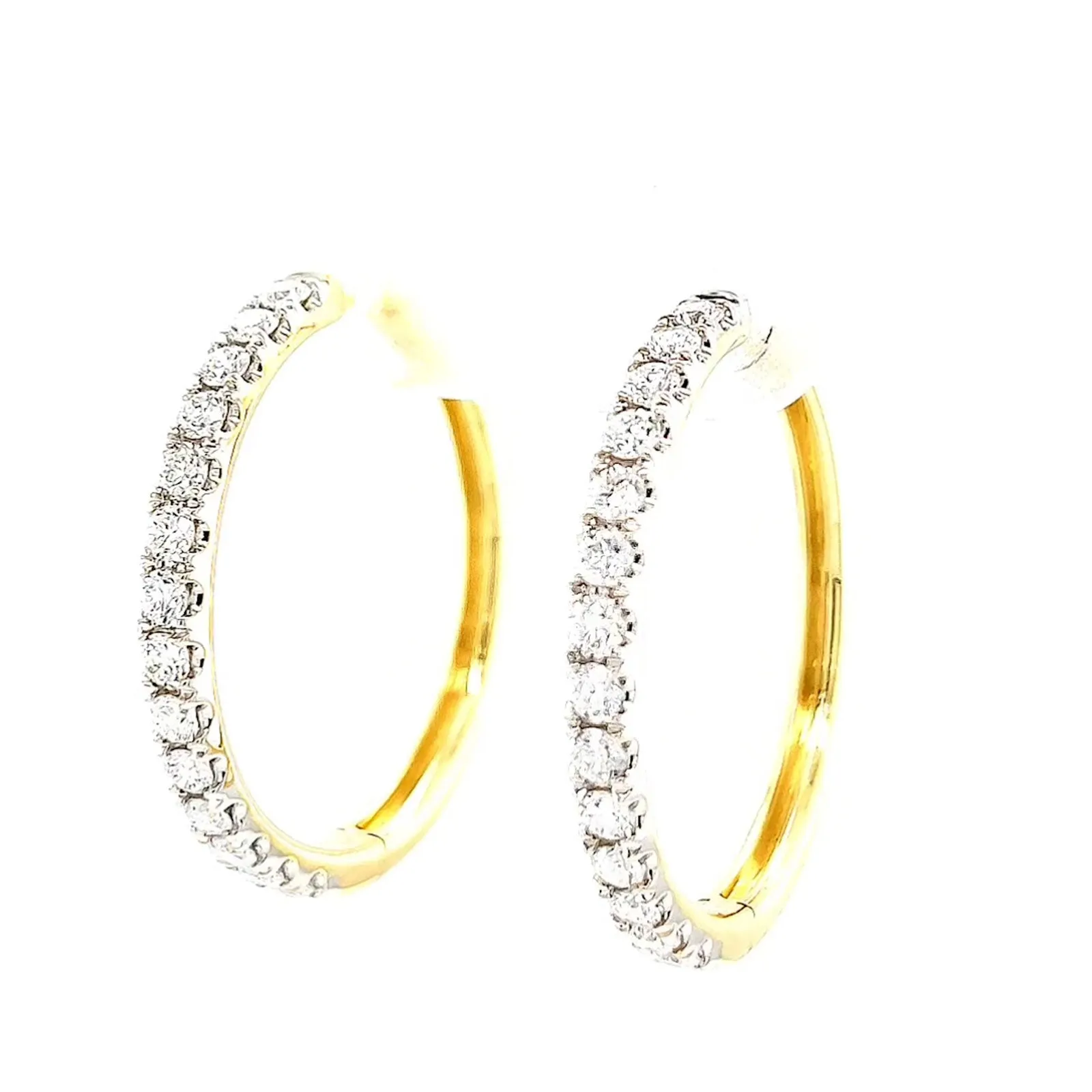 Celebration 9ct Yellow Gold Round Brilliant Cut 1 Carat tw of Lab Grown Diamonds Hoop Earrings