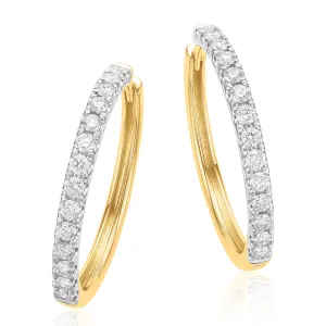 Celebration 9ct Yellow Gold Round Brilliant Cut 1 Carat tw of Lab Grown Diamonds Hoop Earrings