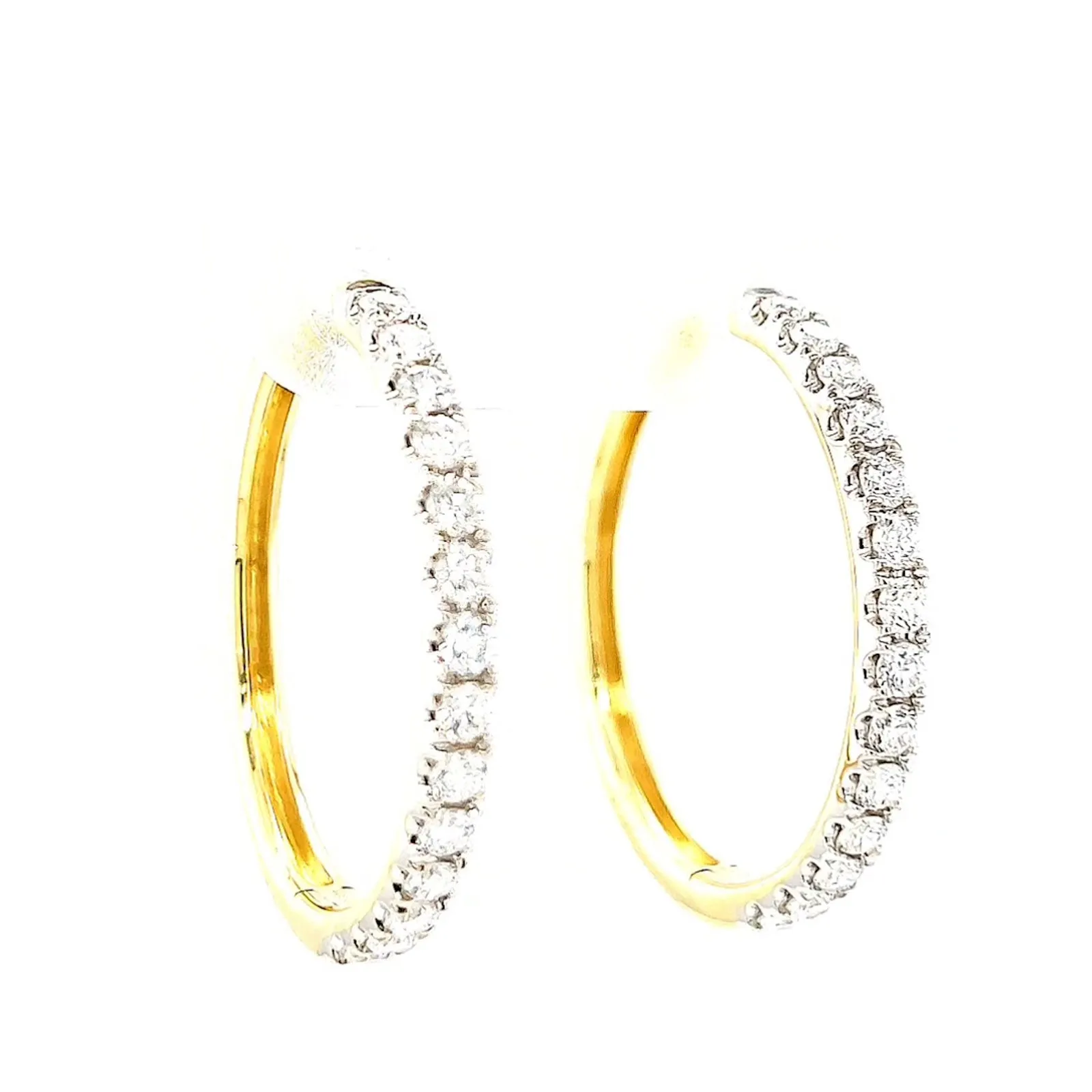 Celebration 9ct Yellow Gold Round Brilliant Cut 1 Carat tw of Lab Grown Diamonds Hoop Earrings