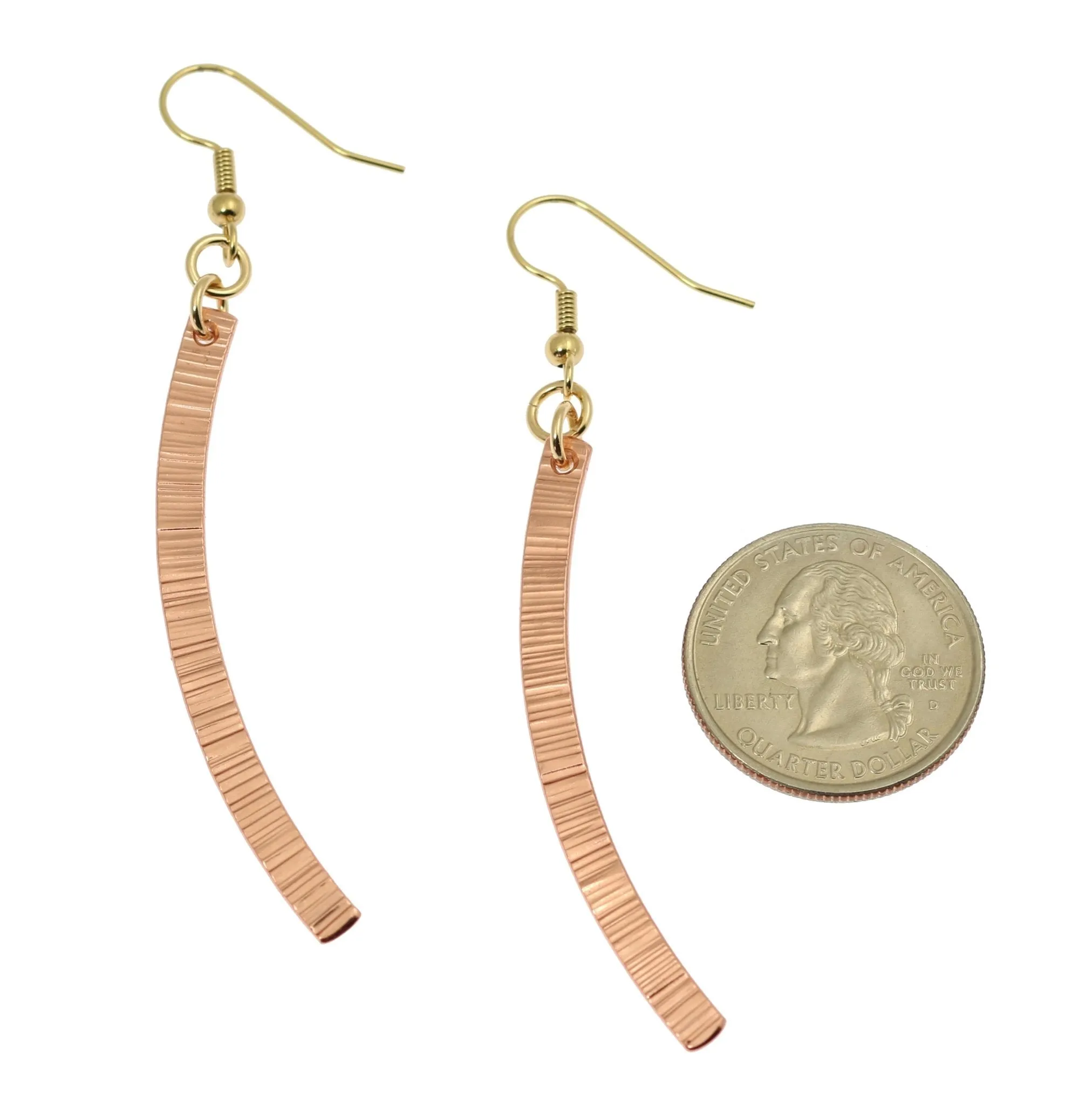 Chased Copper Dangle Drop Earrings