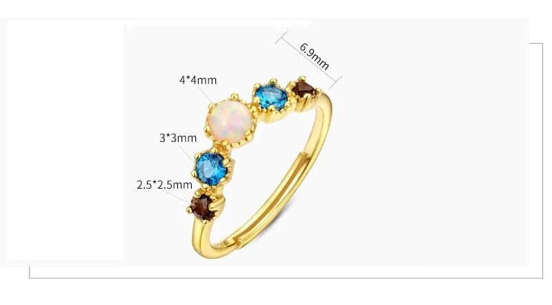 Classic Colorful Gold Color Resizable 925 Silver Ring