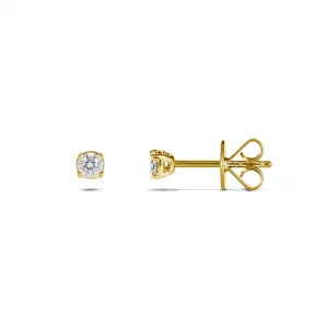 Classic Natural Diamond 4 Claw Stud Earrings | 18K Yellow Gold