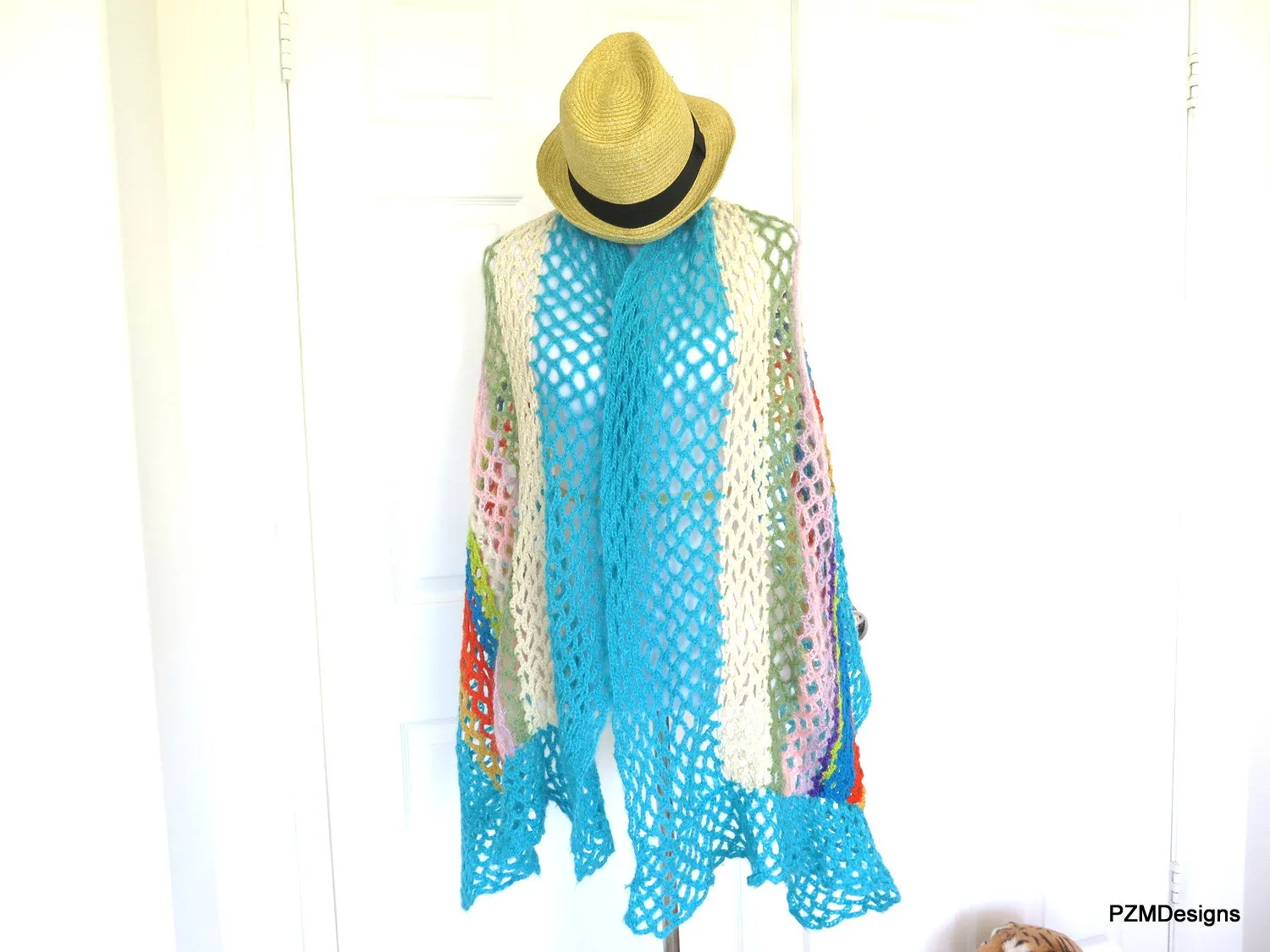 Colorful Hand Crochet Spring Shawl