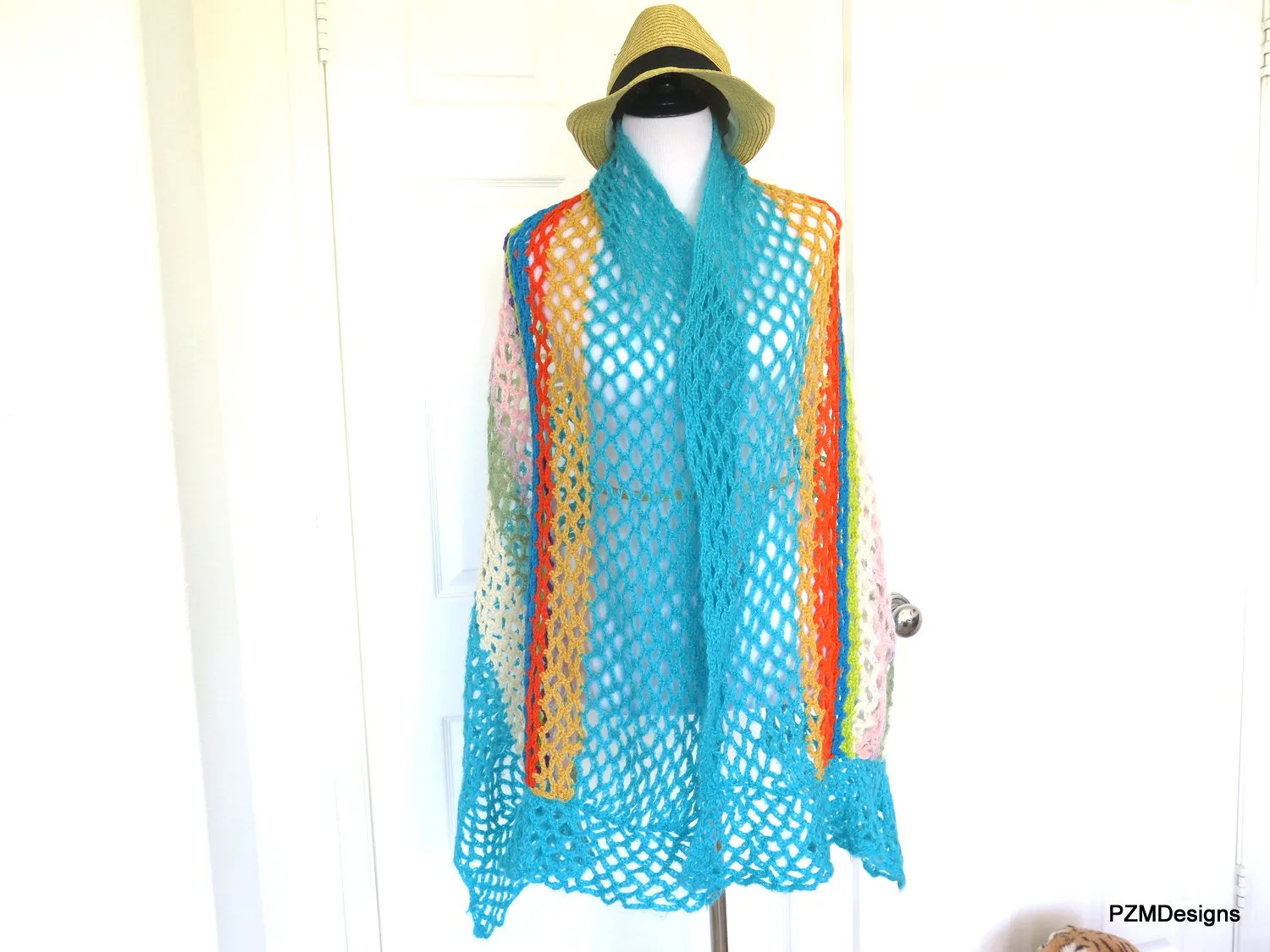 Colorful Hand Crochet Spring Shawl