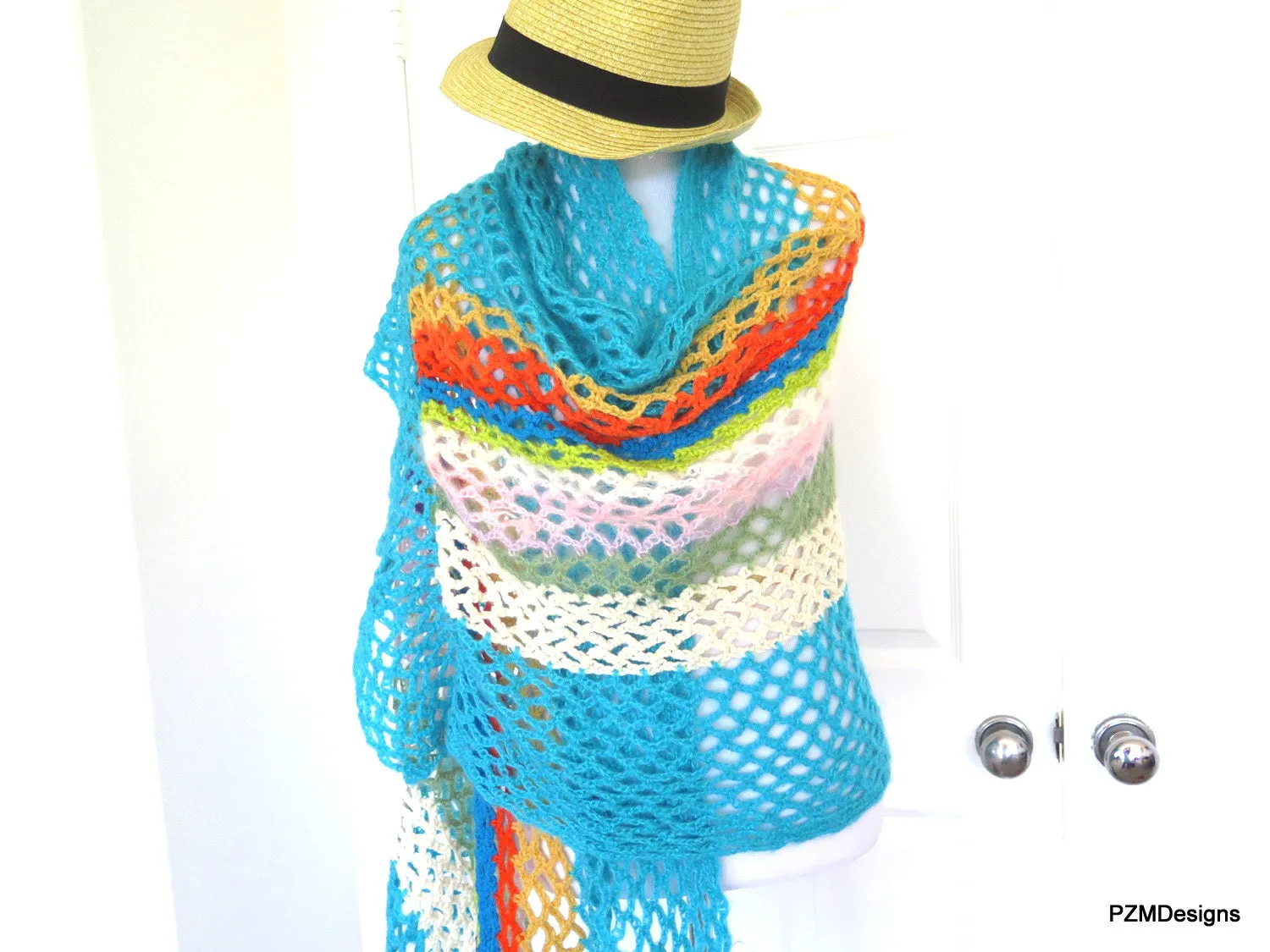 Colorful Hand Crochet Spring Shawl