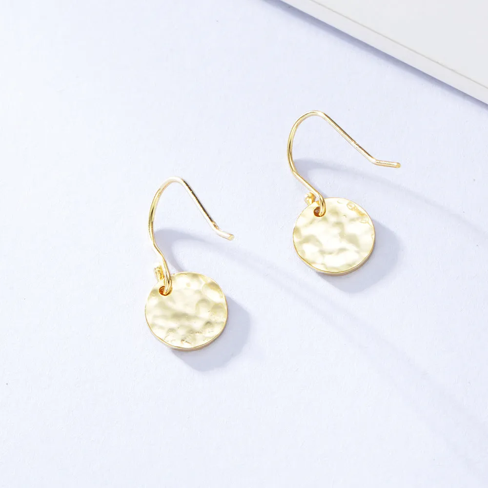 Concave and Convex Round Shape Silver Drop Earrings for Women