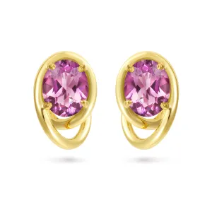 Contour Swirl Oval Amethyst and Yellow Gold Earrings