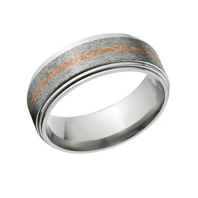 Copper Ring Titanium Wedding Ring Copper Inlay Ring, Copper Jewelry Wedding Ring : 82S11G-COPPER