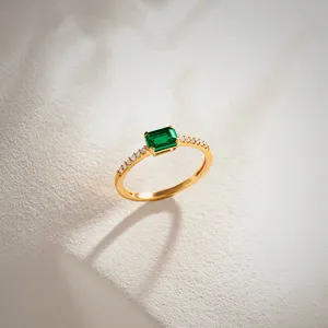 Created Emerald Diamond Ring