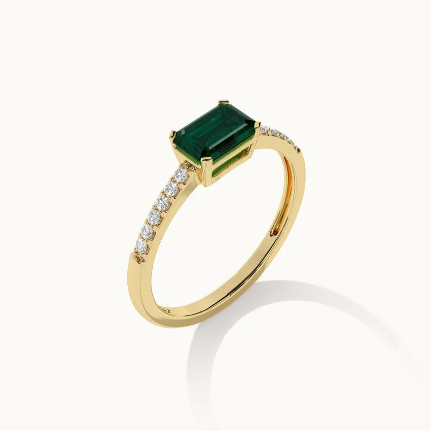 Created Emerald Diamond Ring