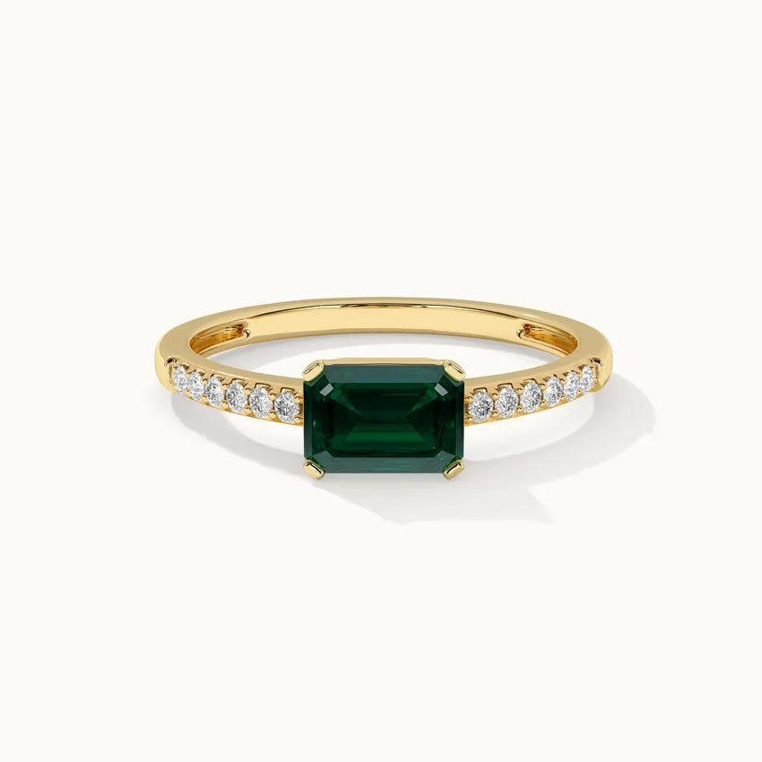 Created Emerald Diamond Ring