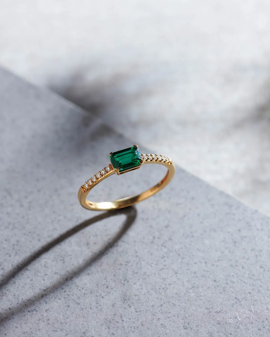 Created Emerald Diamond Ring