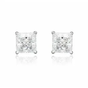 Crislu Princess Cut Cubic Zirconia Square Studs 2.5 cttw - Sterling Platinum