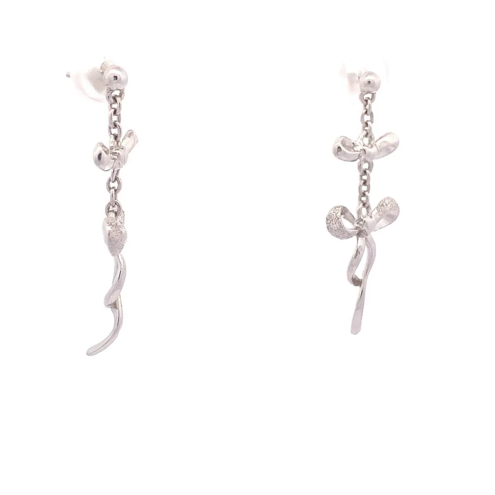 Daphne Ribbon 925 Sterling Silver Stud Drop Earrings