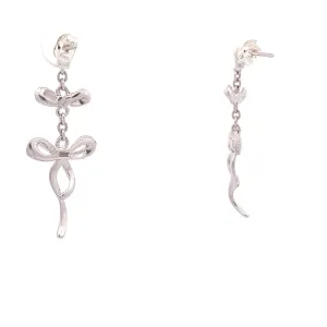 Daphne Ribbon 925 Sterling Silver Stud Drop Earrings