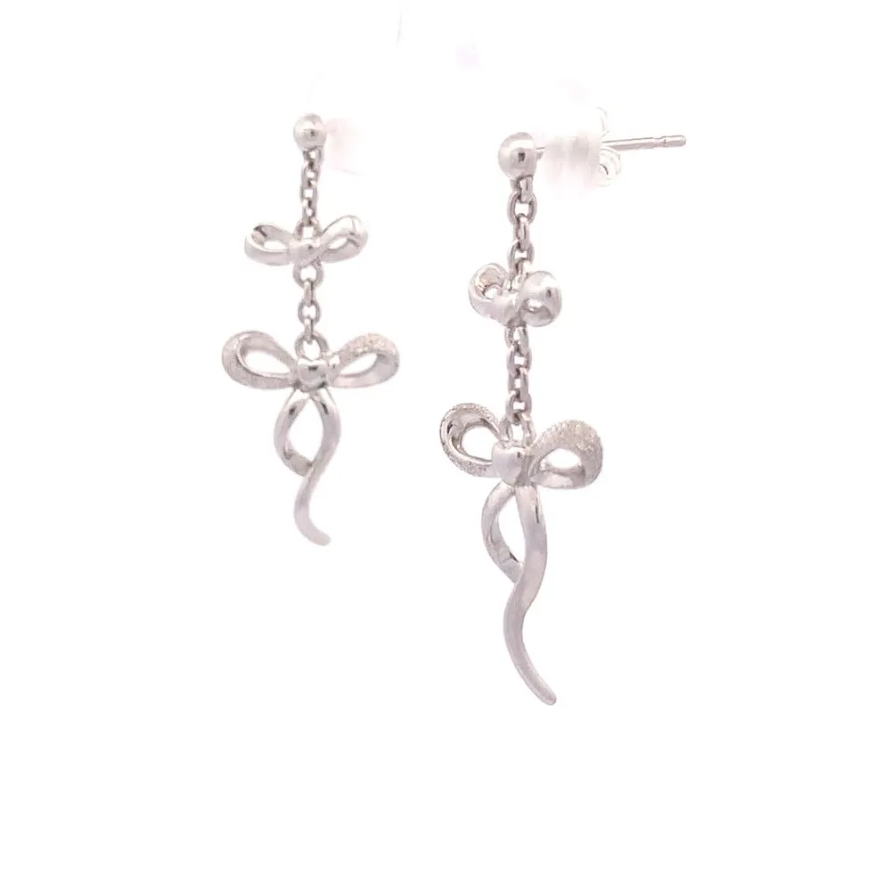 Daphne Ribbon 925 Sterling Silver Stud Drop Earrings