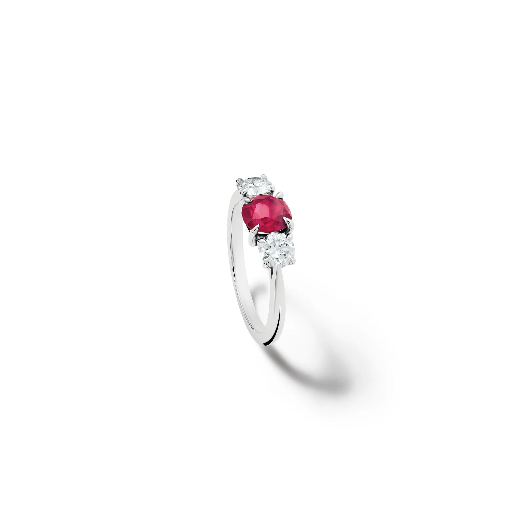 Delilah Engagement Ring 18ct White Gold - Ruby & Diamond