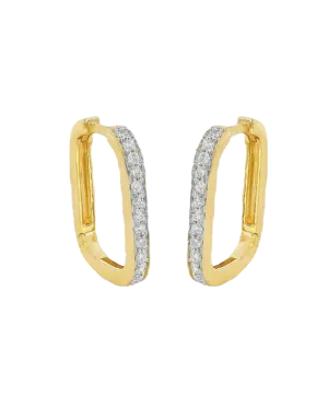 Diamond Hoop earrings- 10ct Yellow Gold Diamond Set Hoop Earrings- 789193