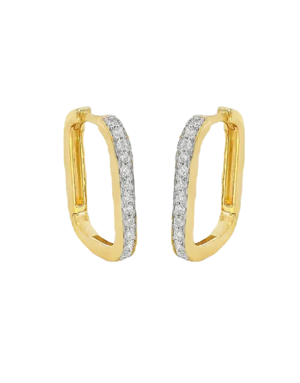 Diamond Hoop earrings- 10ct Yellow Gold Diamond Set Hoop Earrings- 789193