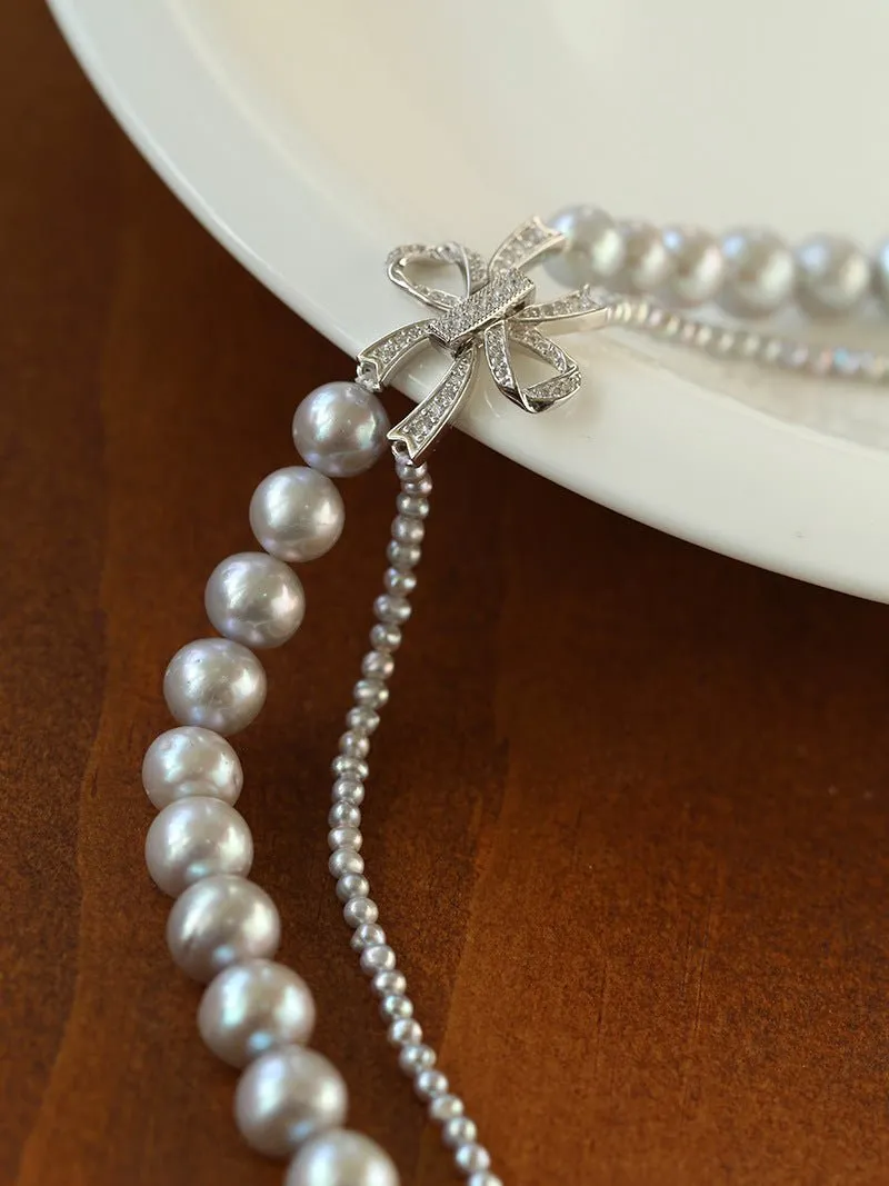 Double-Layer Freshwater Gray Pearl Necklace