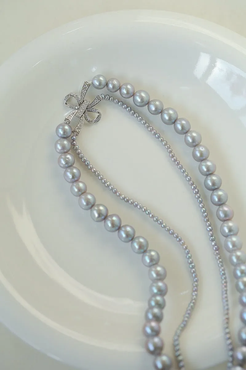 Double-Layer Freshwater Gray Pearl Necklace