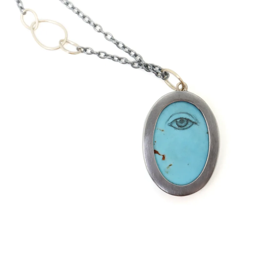 Dropping Hand Turquoise Scrimshaw Necklace