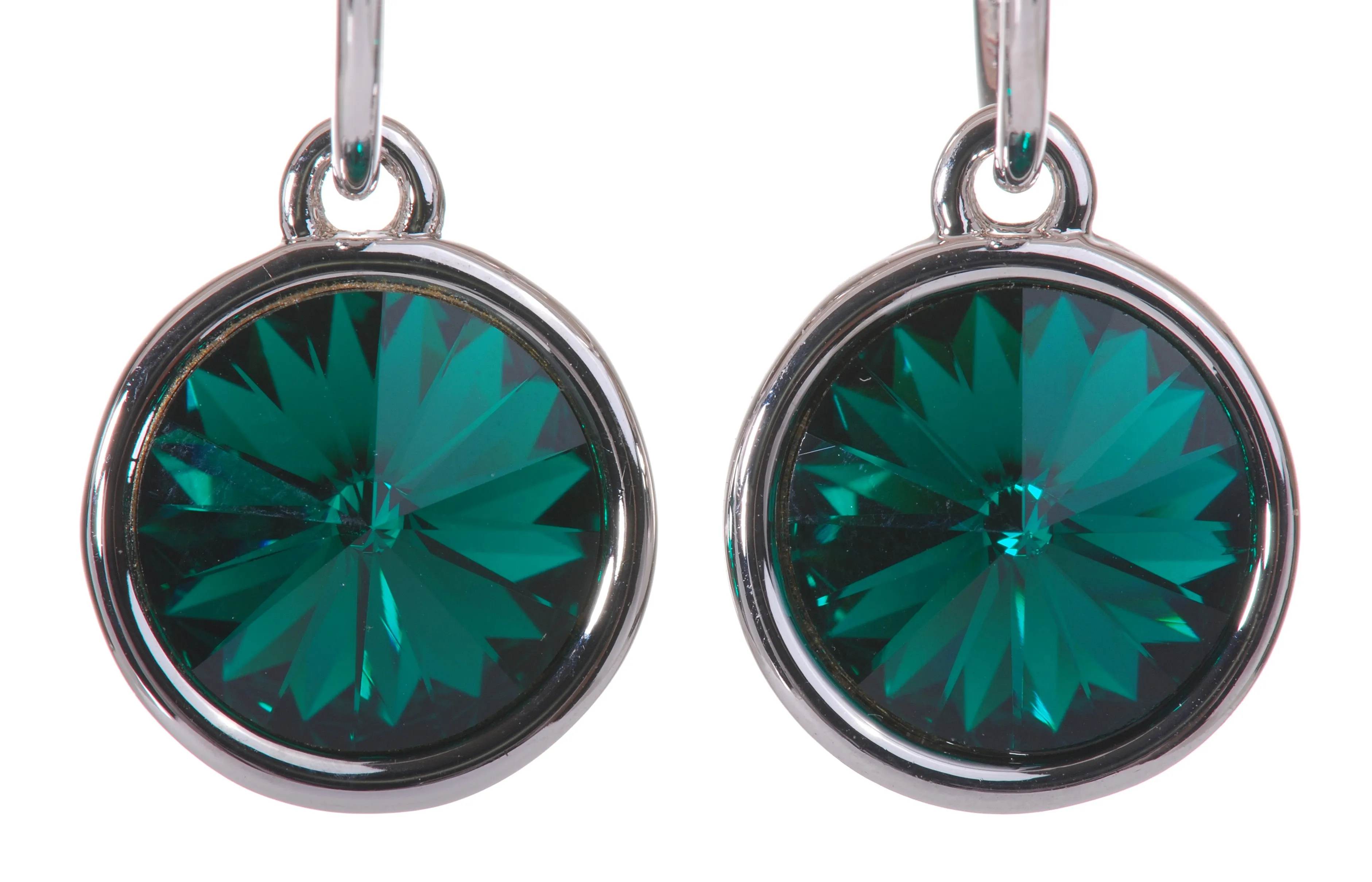 E7164 Emerald Swarovski Circle Drop Earrings