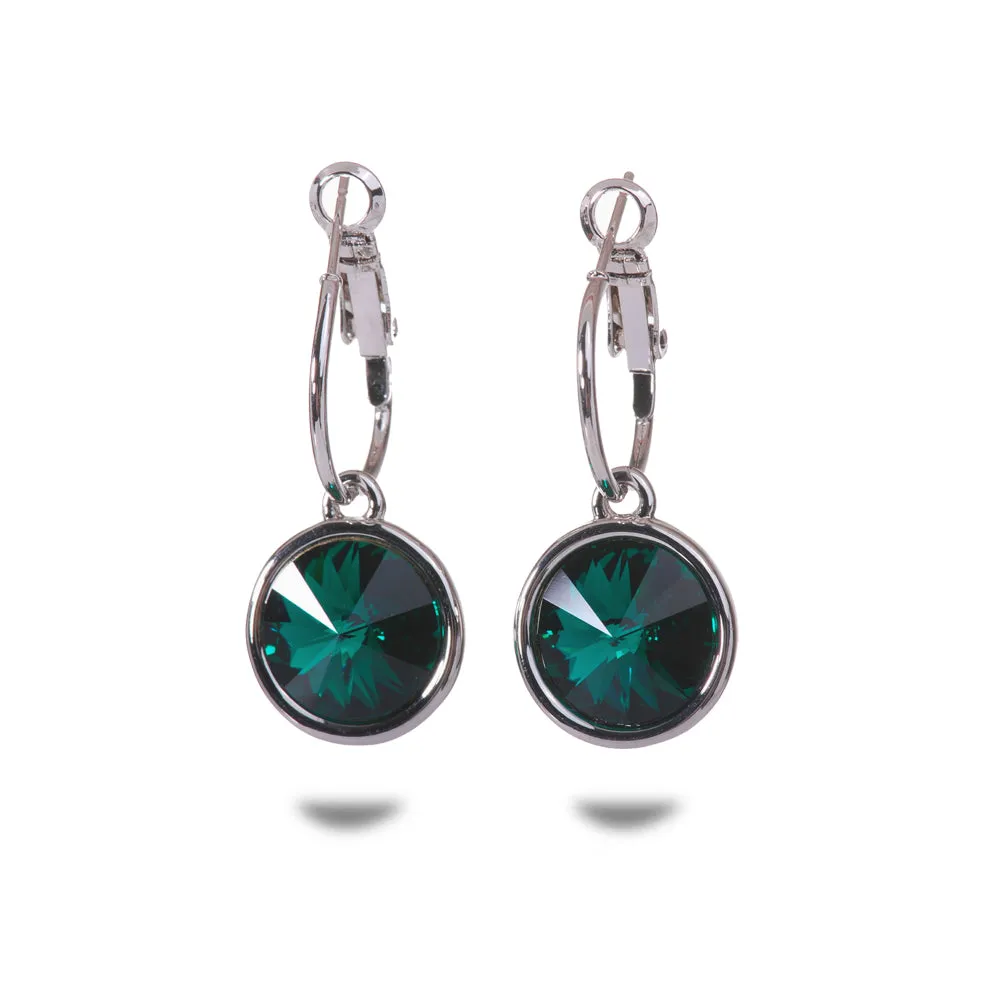 E7164 Emerald Swarovski Circle Drop Earrings