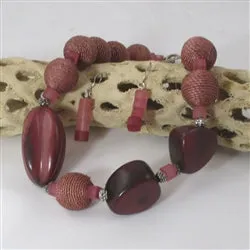 Eco-friendly Necklace in Dusty Rose Tagua Nut and Hemp