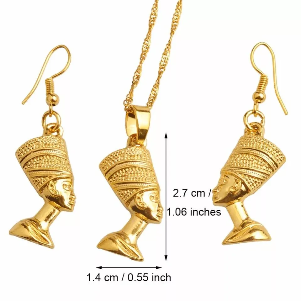 Egyptian Queen Nefertiti Gold Jewelry Set