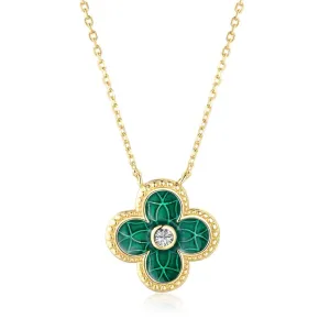 Emerald Green Four Leaf Clover Necklace