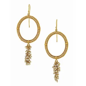 Estate Diamond & Pearl Drop Earrings