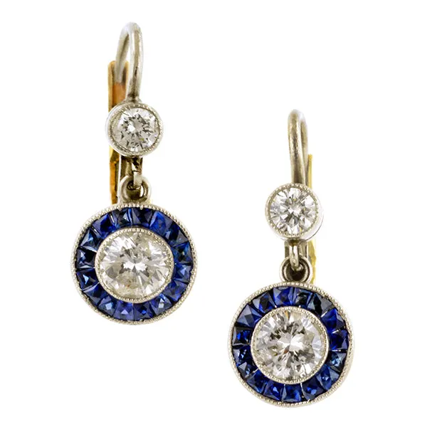 Estate Diamond & Sapphire Earrings