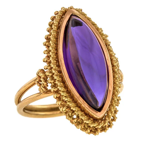 Estate Marquise Cabochon Amethyst Ring