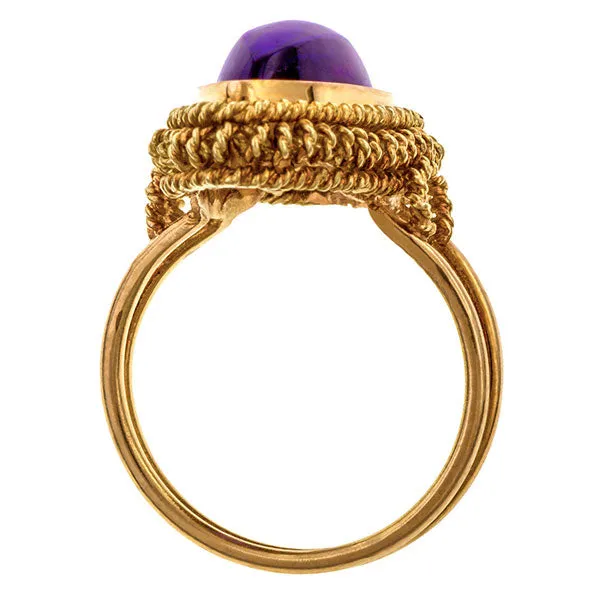 Estate Marquise Cabochon Amethyst Ring