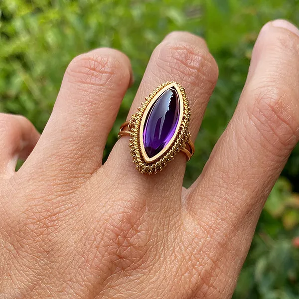 Estate Marquise Cabochon Amethyst Ring