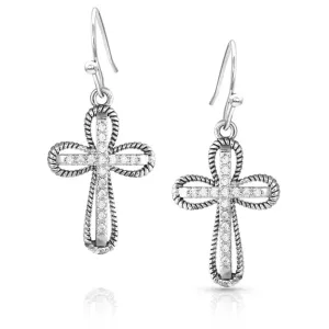 Expressive Faith Crystal Cross Earrings