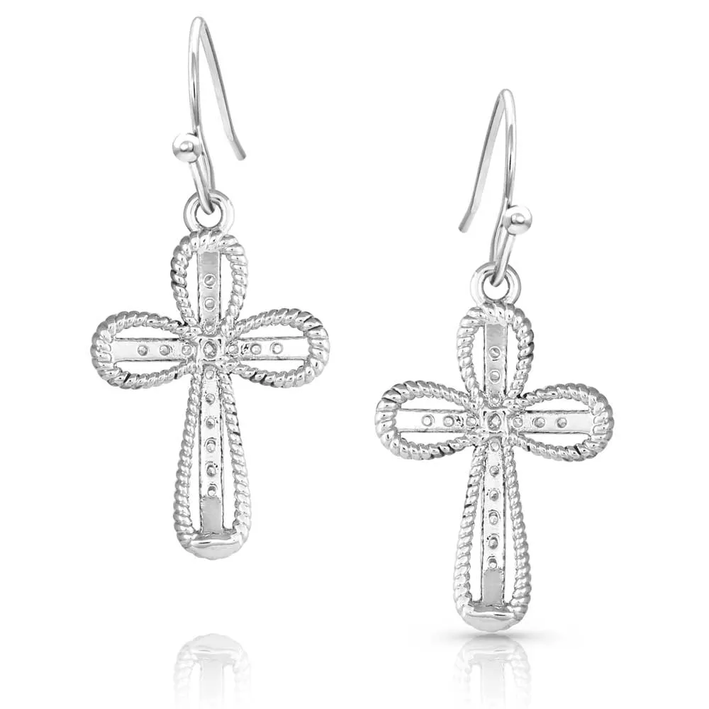 Expressive Faith Crystal Cross Earrings