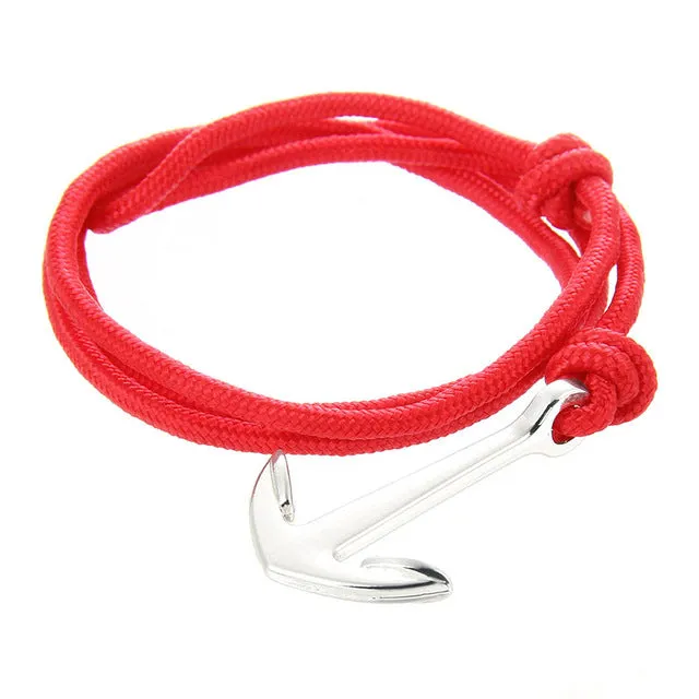 Fashion Jewelry Multilayer Risers Silver Alloy Anchor Bracelet Men Leather Bracelet for Women&Men friendship bracelets